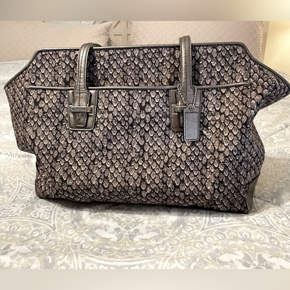 Coach Alexis Snake Print Carryall Tote - Picture 2 of 12